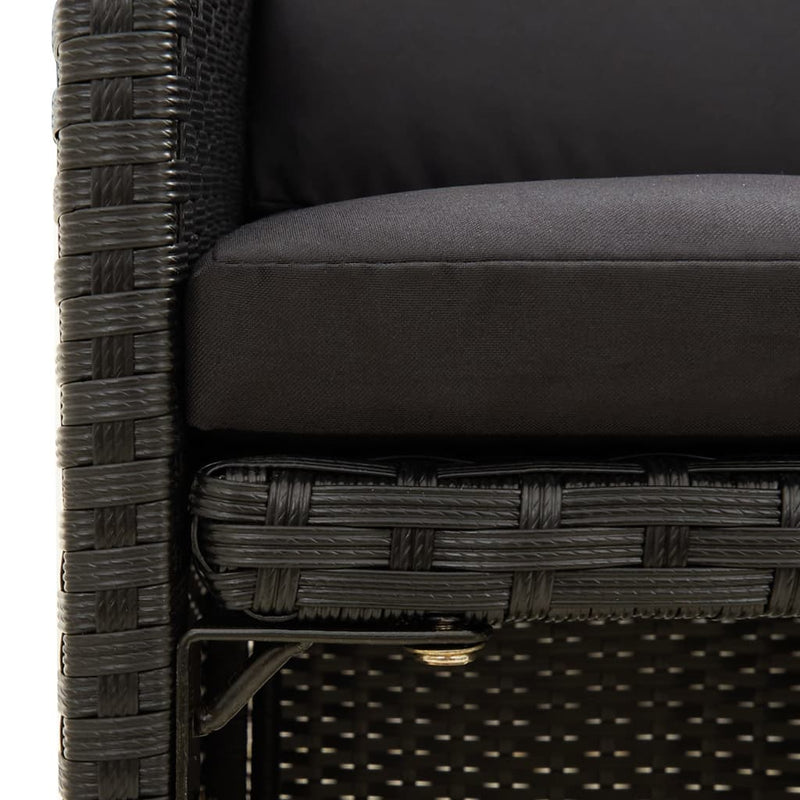 vidaXL Garden Chairs with Cushions 2 pcs Poly Rattan Black