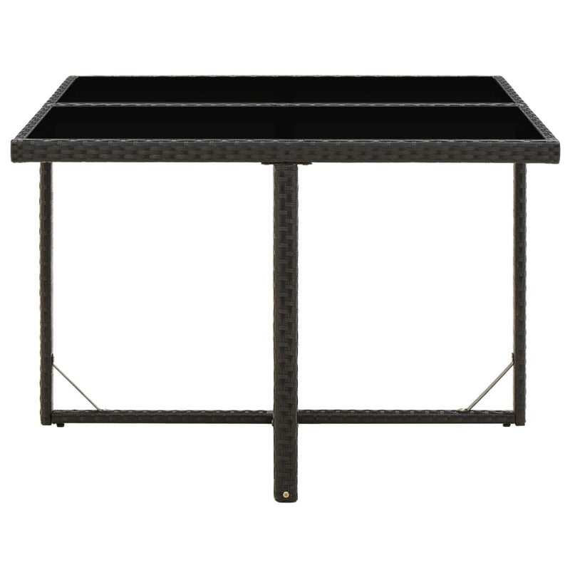 vidaXL Garden Table Black 109x107x74 cm Poly Rattan and Glass