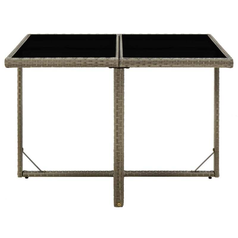 vidaXL Garden Table Grey 109x107x74 cm Poly Rattan and Glass