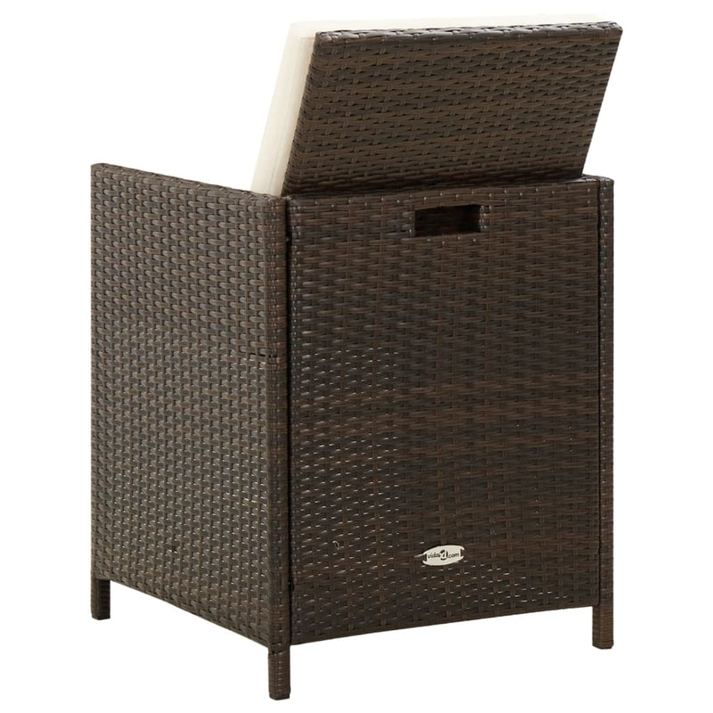 vidaXL Garden Chairs with Cuhsions 4 pcs Poly Rattan Brown