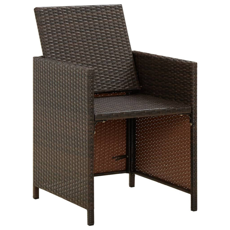 vidaXL Garden Chairs with Cuhsions 4 pcs Poly Rattan Brown