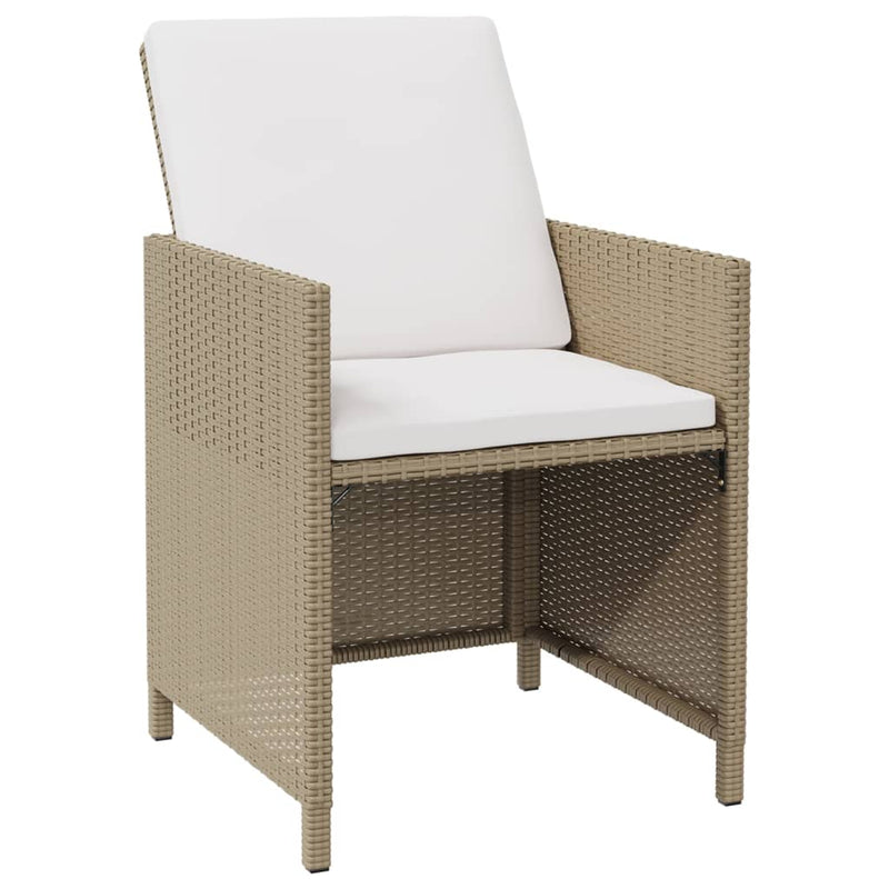 vidaXL Garden Chairs with Cushions 4 pcs Poly Rattan Beige