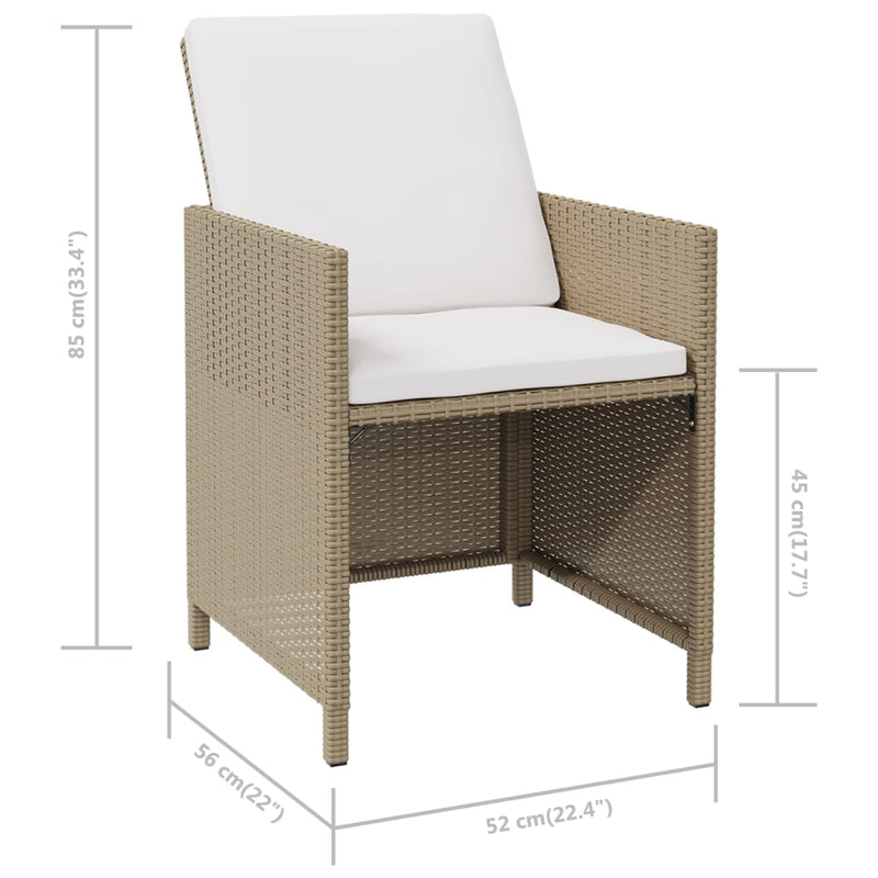vidaXL Garden Chairs with Cushions 4 pcs Poly Rattan Beige