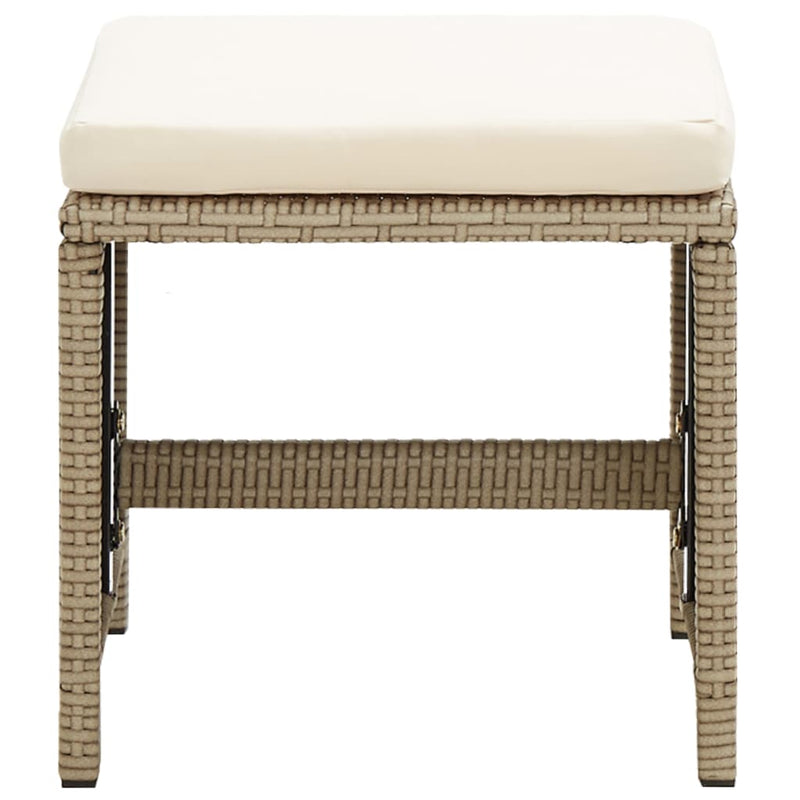 vidaXL Garden Stools 4 pcs with Cushions Poly Rattan Beige