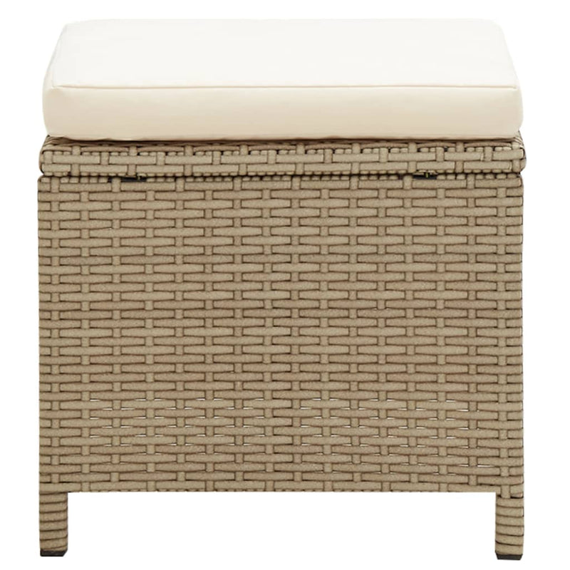 vidaXL Garden Stools 4 pcs with Cushions Poly Rattan Beige