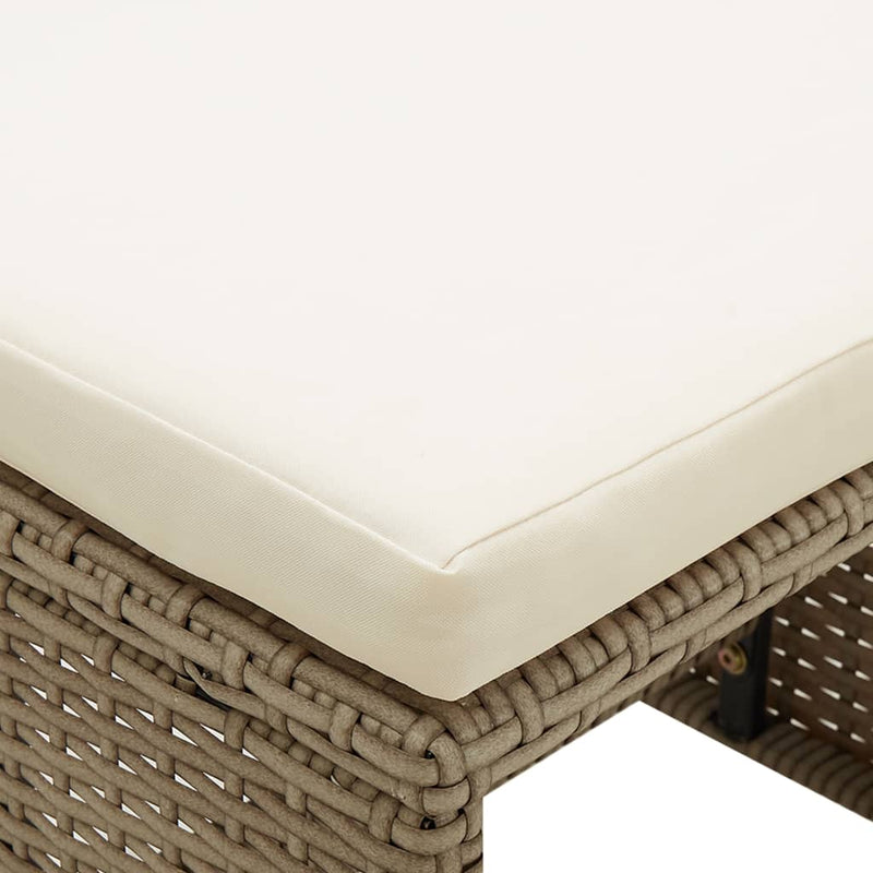 vidaXL Garden Stools 4 pcs with Cushions Poly Rattan Beige