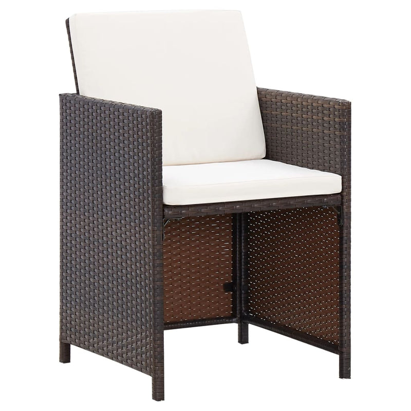 vidaXL 4 Piece Garden Chair and Stool Set Poly Rattan Brown