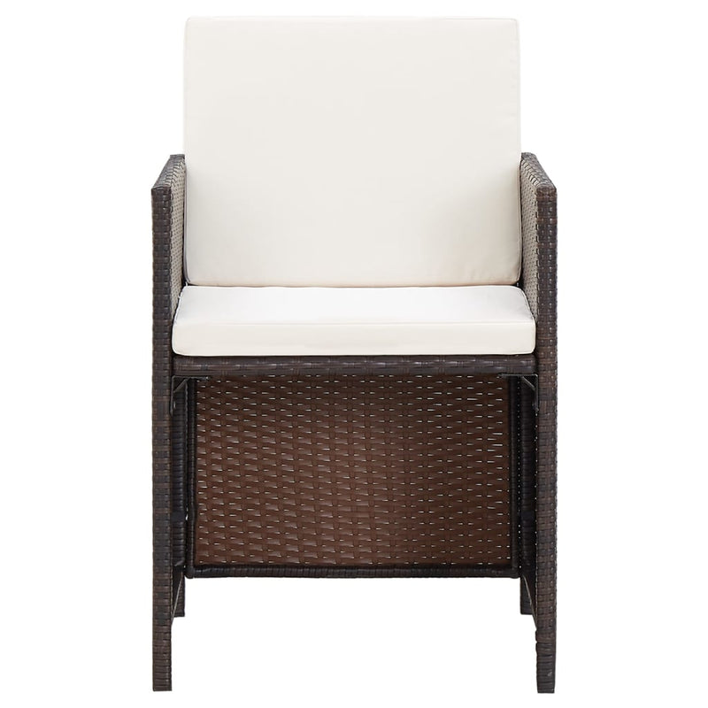 vidaXL 4 Piece Garden Chair and Stool Set Poly Rattan Brown