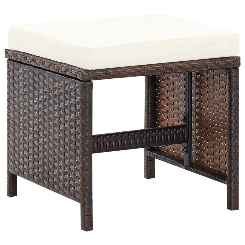vidaXL 4 Piece Garden Chair and Stool Set Poly Rattan Brown