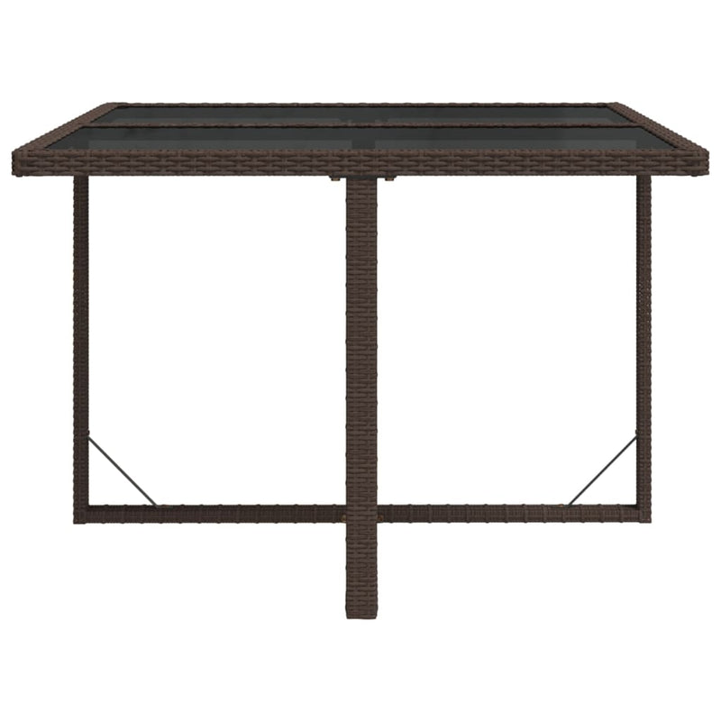 vidaXL Garden Table Brown 109x107x74 cm Poly Rattan and Glass
