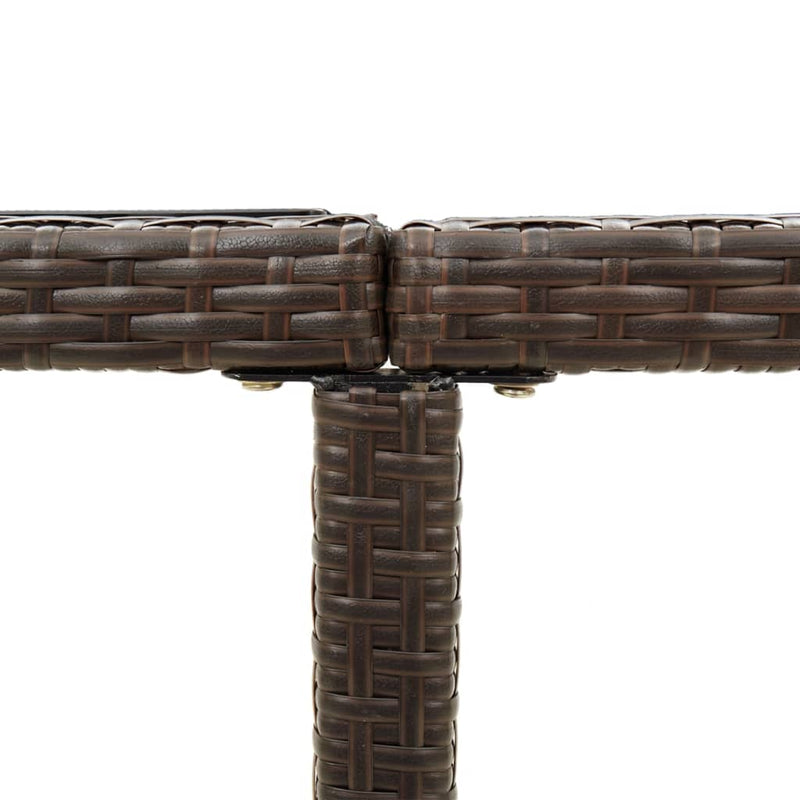vidaXL Garden Table Brown 109x107x74 cm Poly Rattan and Glass