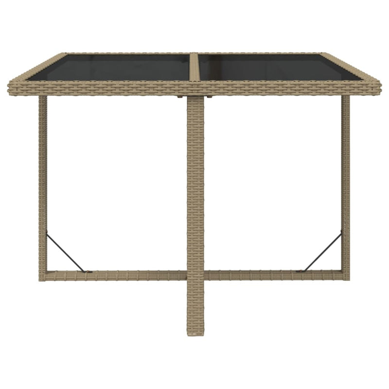 vidaXL Garden Table Beige 109x107x74 cm Poly Rattan and Glass