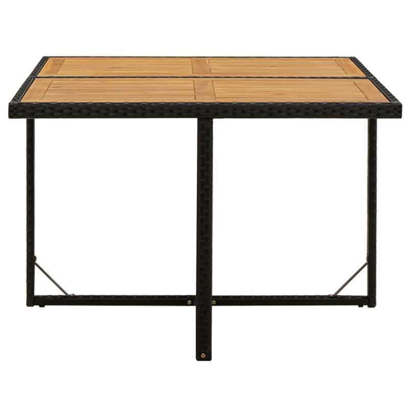 vidaXL Garden Table Black 109x107x74 cm Poly Rattan&Solid Wood Acacia