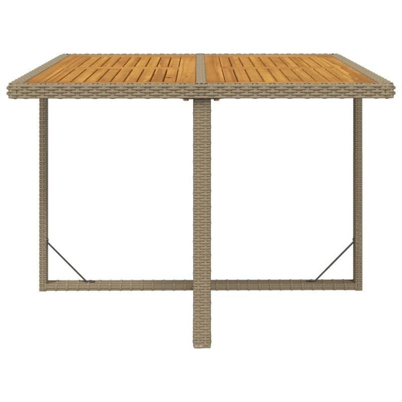 vidaXL Garden Table Beige 109x107x74 cm Poly Rattan&Solid Wood Acacia