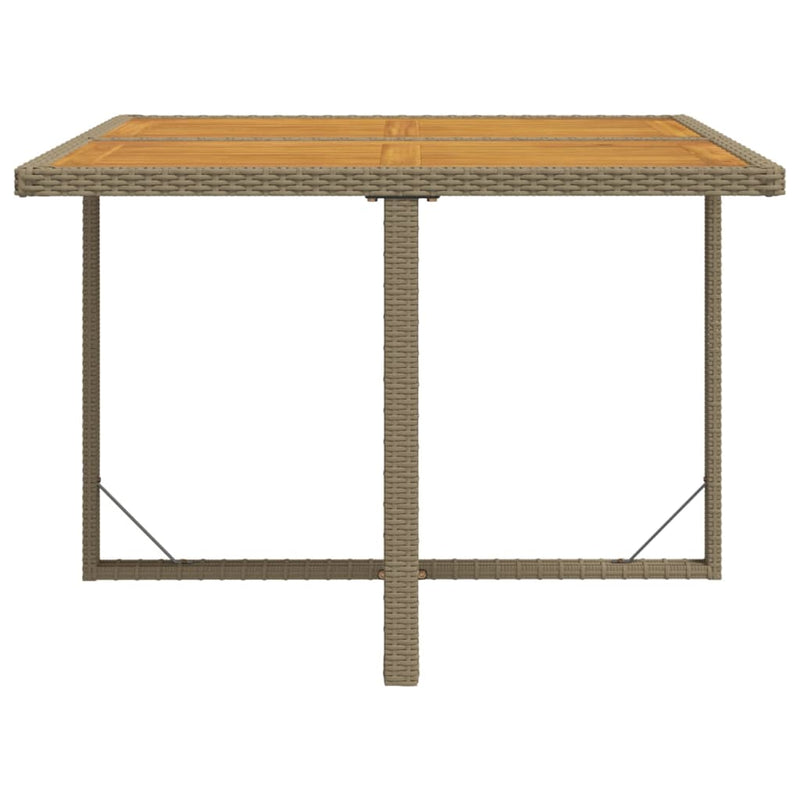 vidaXL Garden Table Beige 109x107x74 cm Poly Rattan&Solid Wood Acacia