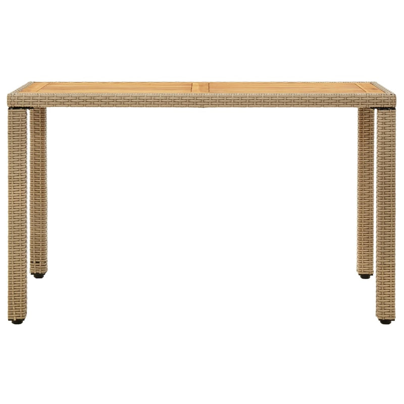 vidaXL Garden Table Beige 123x60x74 cm Poly Rattan&Solid Wood Acacia