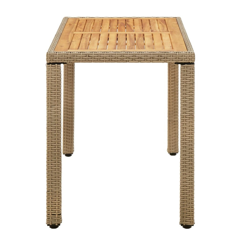 vidaXL Garden Table Beige 123x60x74 cm Poly Rattan&Solid Wood Acacia