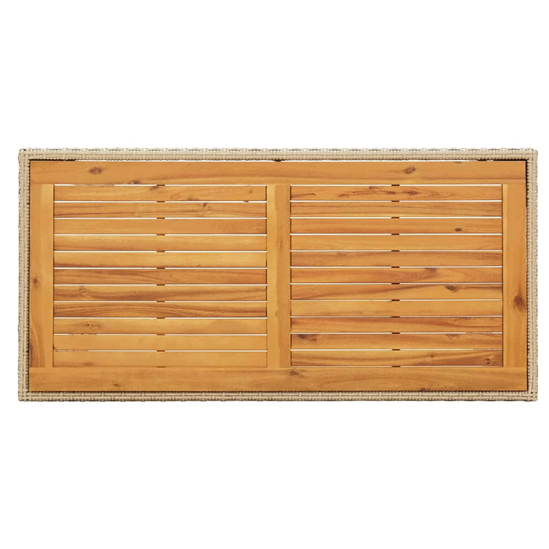 vidaXL Garden Table Beige 123x60x74 cm Poly Rattan&Solid Wood Acacia