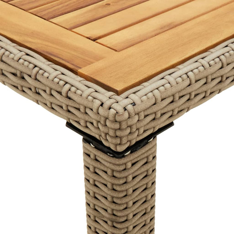 vidaXL Garden Table Beige 123x60x74 cm Poly Rattan&Solid Wood Acacia