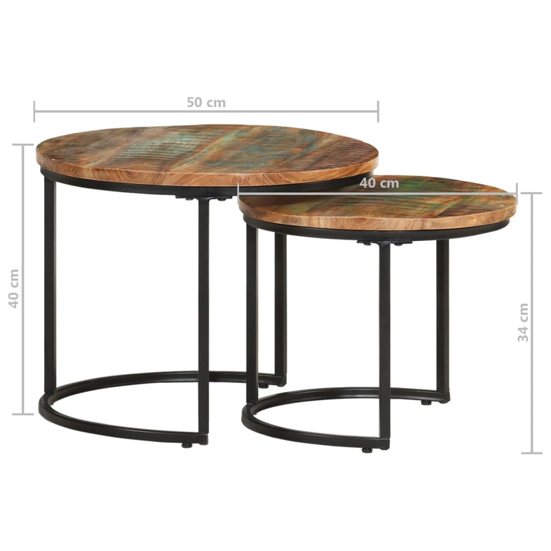 vidaXL Nesting Tables 2 pcs Solid Wood Reclaimed