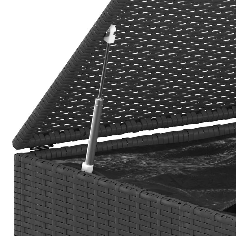 vidaXL Garden Cushion Box PE Rattan 145x100x103 cm Black