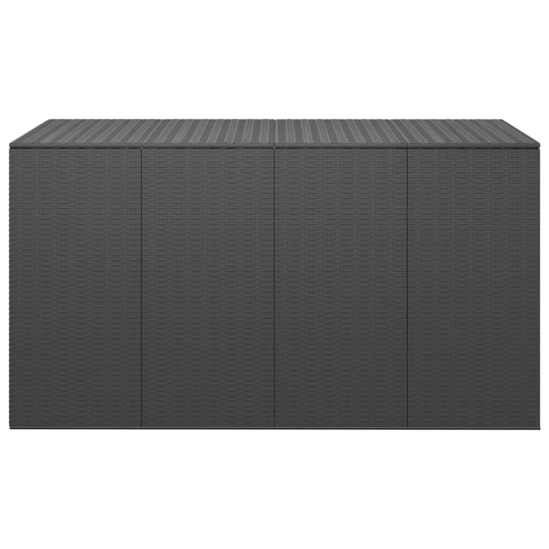 vidaXL Garden Cushion Box PE Rattan 194x100x103 cm Black