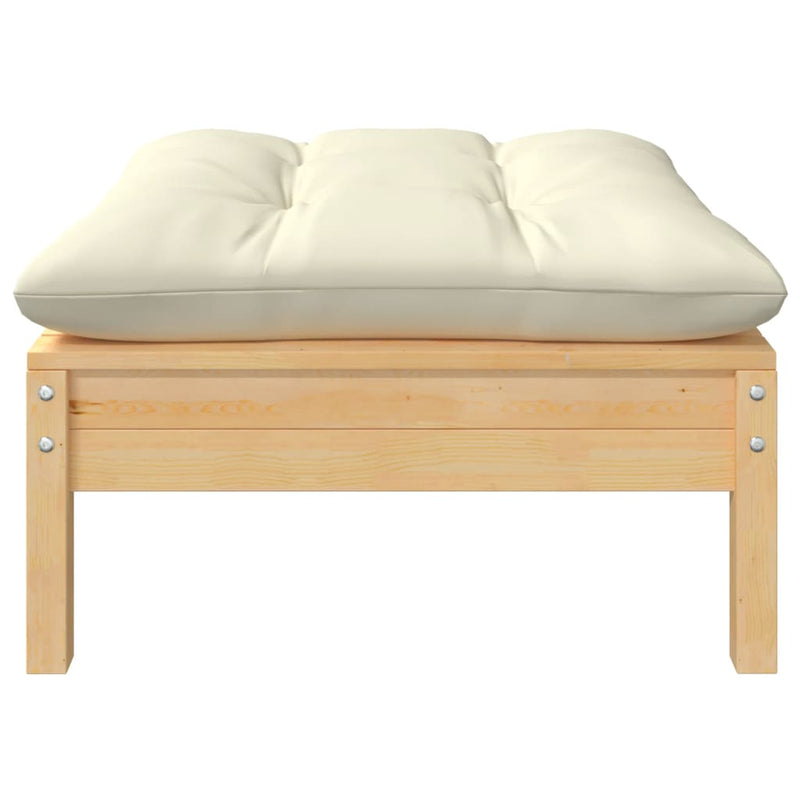 vidaXL Garden Footstool with Cream Cushion Solid Pinewood