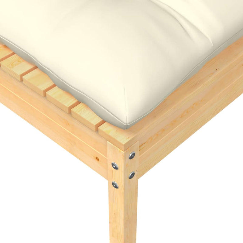 vidaXL Garden Footstool with Cream Cushion Solid Pinewood