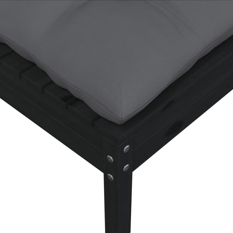 vidaXL Garden Footstool with Anthracite Cushion Black Solid Pinewood