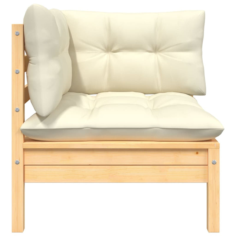vidaXL 2-Seater Garden Sofa with Cream Cushions Solid Pinewood
