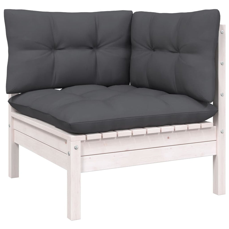 vidaXL 2-Seater Garden Sofa with Cushions White Solid Pinewood