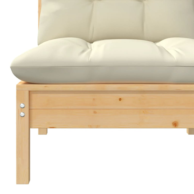 vidaXL 2-Seater Garden Sofa with Cream Cushions Solid Pinewood
