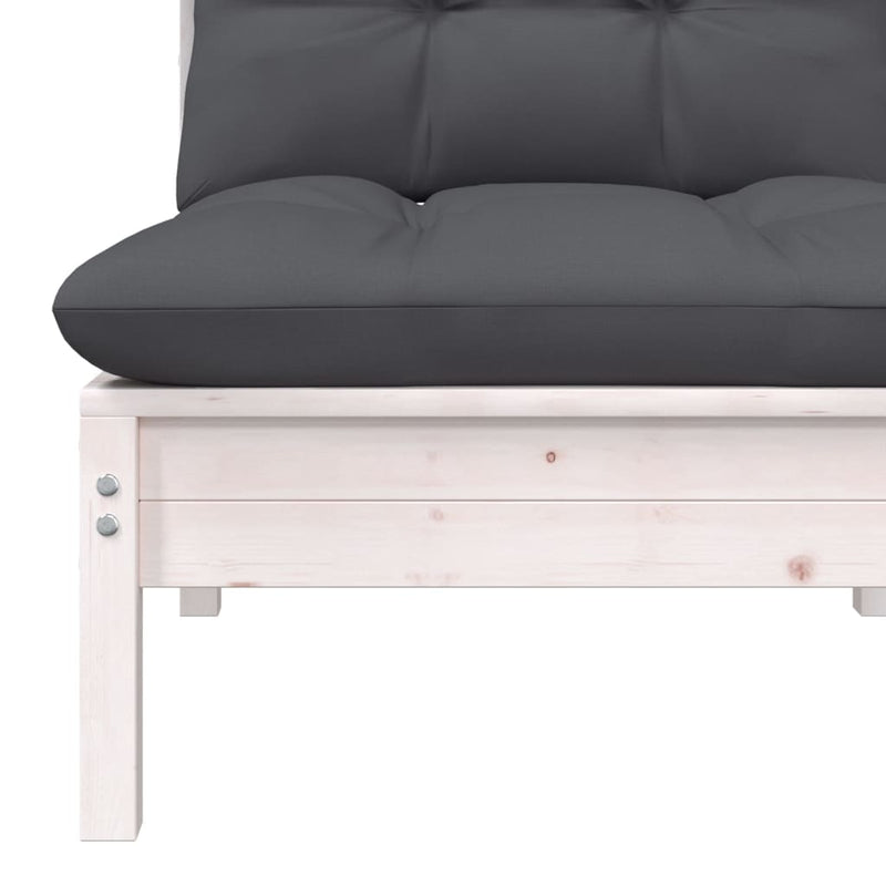 vidaXL 2-Seater Garden Sofa with Cushions White Solid Pinewood