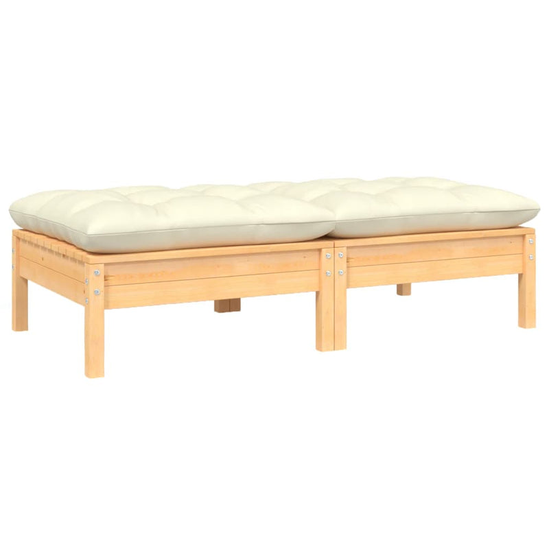 vidaXL 2-Seater Garden Sofa with Cream Cushions Solid Pinewood