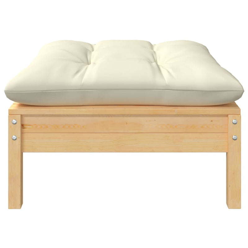 vidaXL 2-Seater Garden Sofa with Cream Cushions Solid Pinewood