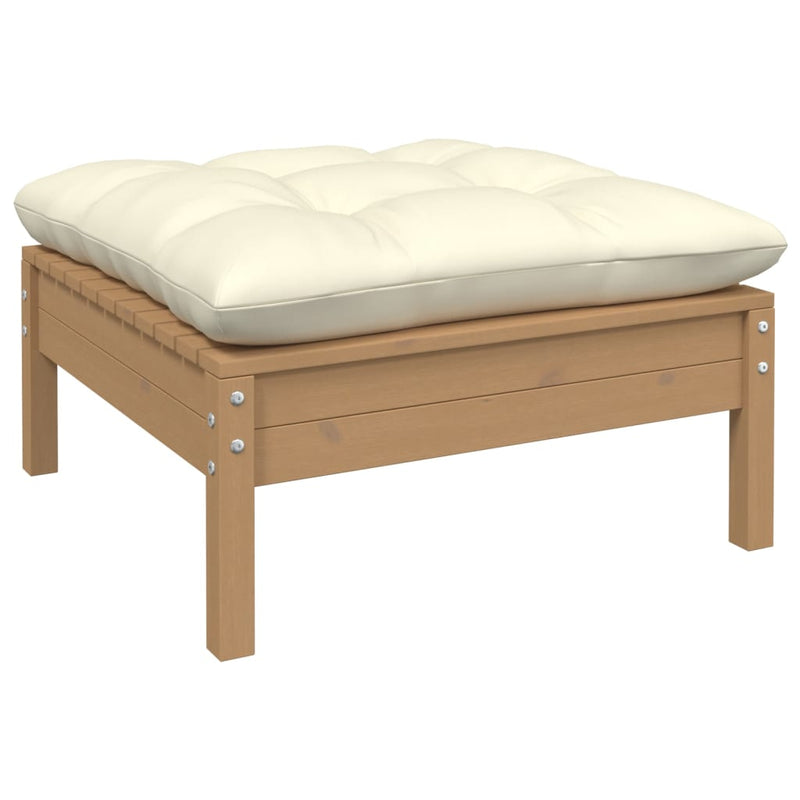 vidaXL 2-Seater Garden Sofa with Cream Cushions Solid Pinewood