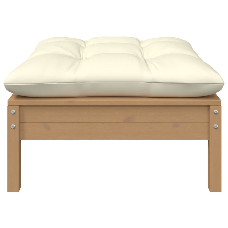 vidaXL 2-Seater Garden Sofa with Cream Cushions Solid Pinewood