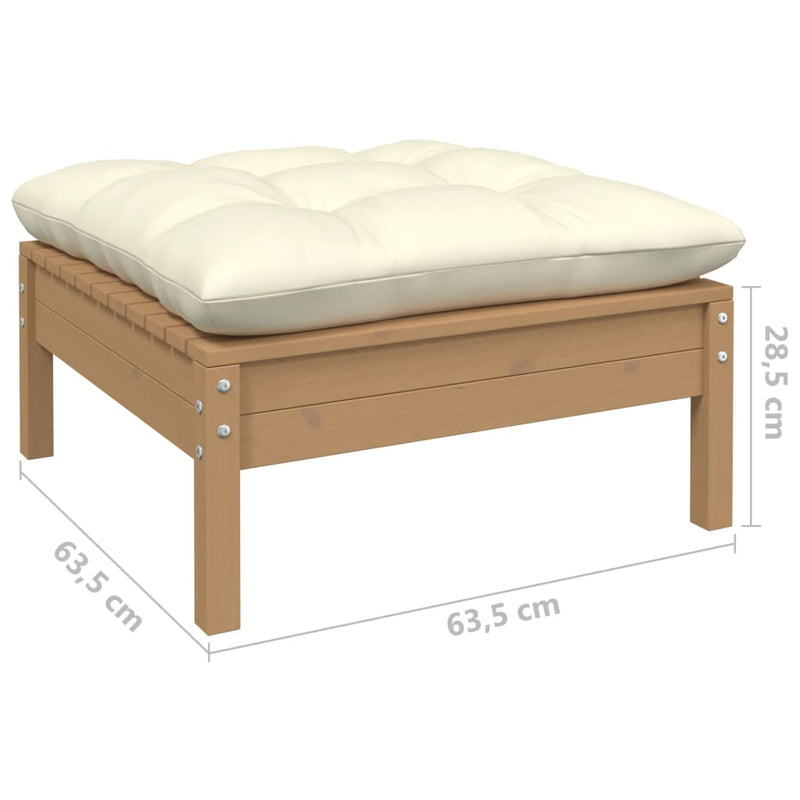 vidaXL 2-Seater Garden Sofa with Cream Cushions Solid Pinewood