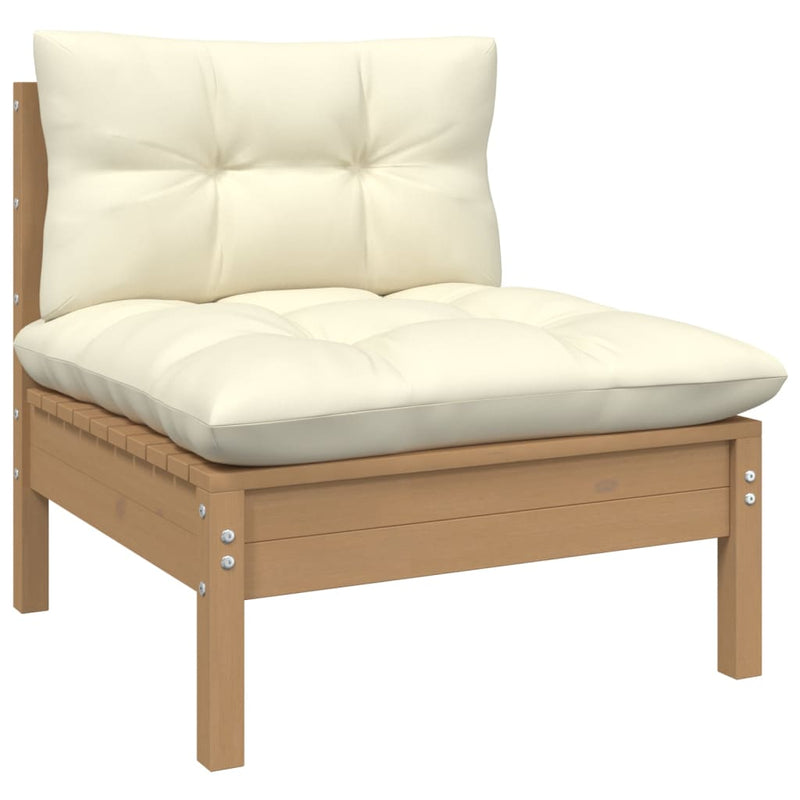 vidaXL 3 Piece Garden Lounge Set with Cream Cushions Solid Pinewood