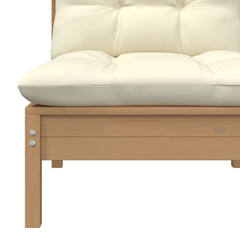 vidaXL 3 Piece Garden Lounge Set with Cream Cushions Solid Pinewood