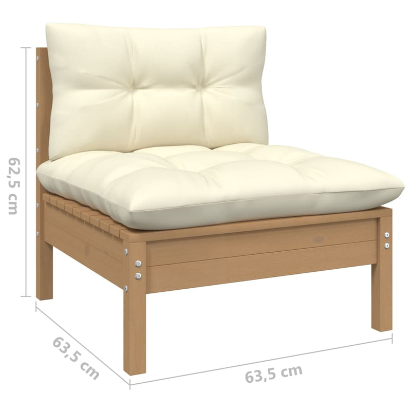 vidaXL 3 Piece Garden Lounge Set with Cream Cushions Solid Pinewood