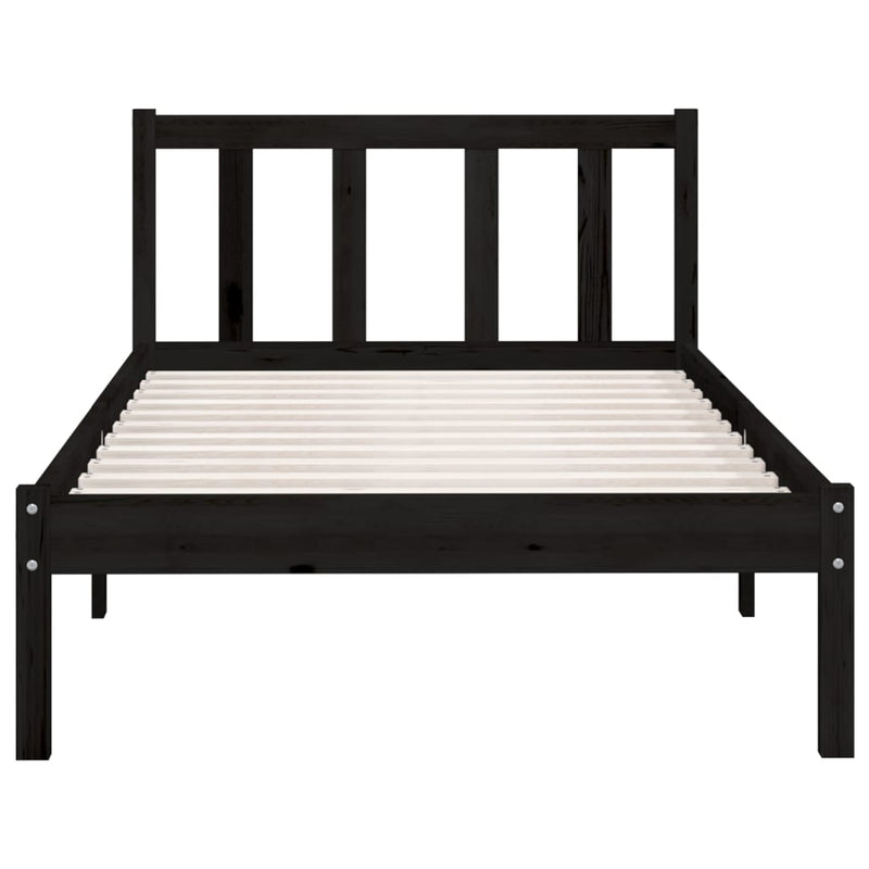 vidaXL Bed Frame without Mattress Black Solid Wood 90x190 cm