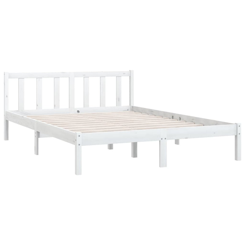 vidaXL Bed Frame without Mattress White Solid Wood 135x190 cm