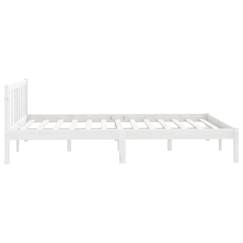 vidaXL Bed Frame without Mattress White Solid Wood 135x190 cm