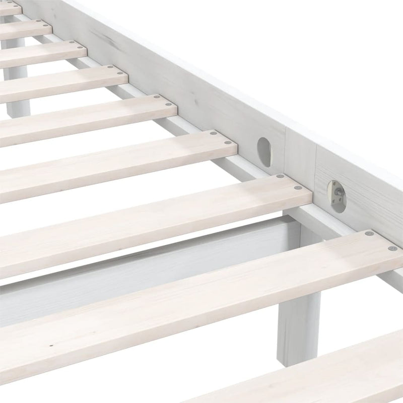 vidaXL Bed Frame without Mattress White Solid Wood 135x190 cm