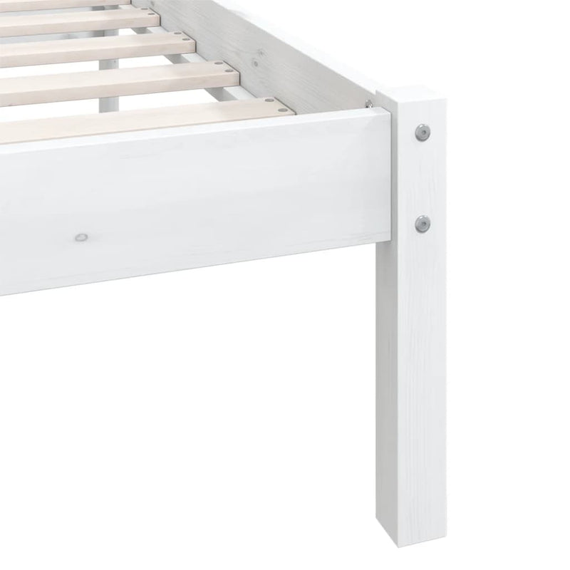 vidaXL Bed Frame without Mattress White Solid Wood 135x190 cm