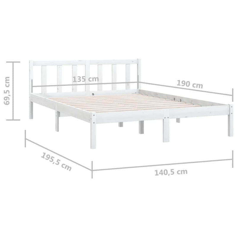 vidaXL Bed Frame without Mattress White Solid Wood 135x190 cm