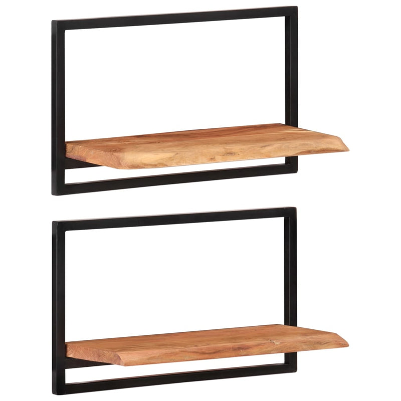 vidaXL Wall Shelves 2 pcs 60x25x35 cm Solid Wood Acacia and Steel
