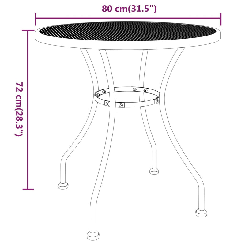 vidaXL Garden Table Ø80x72 cm Expanded Metal Mesh Anthracite