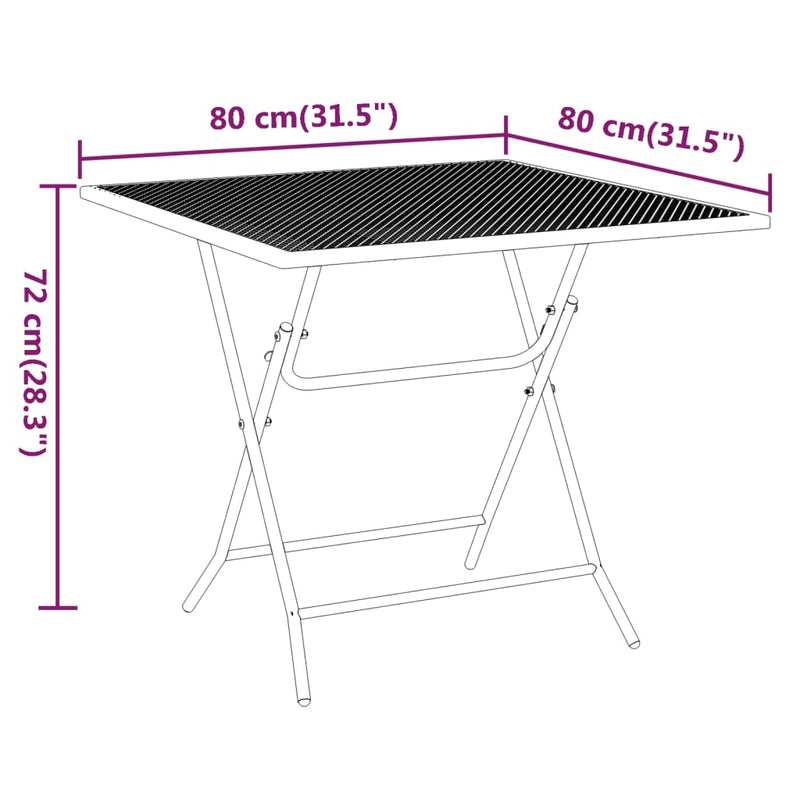 vidaXL Garden Table 80x80x72 cm Expanded Metal Mesh Anthracite